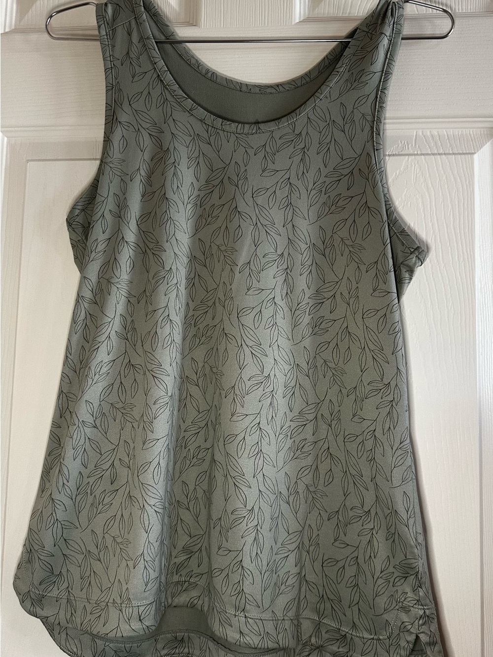 Ascend Muted Sage Tank with Subtle Leaf Motif